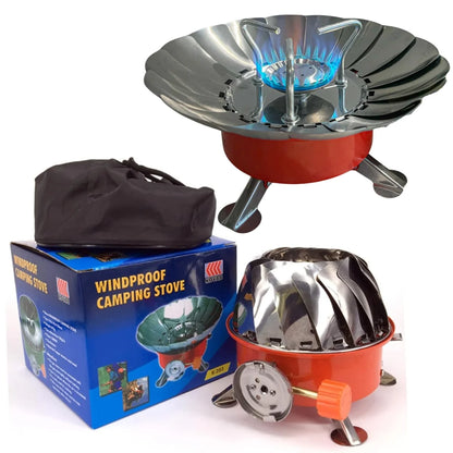 Portable Windproof Camping Stove (Without Gas Bottle) | Stainless Steel Outdoor Stove