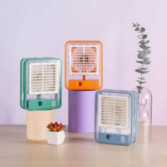 Portable USB Air Cooler Fan – 3-Speed, Mist Spray, Rechargeable | Random Color