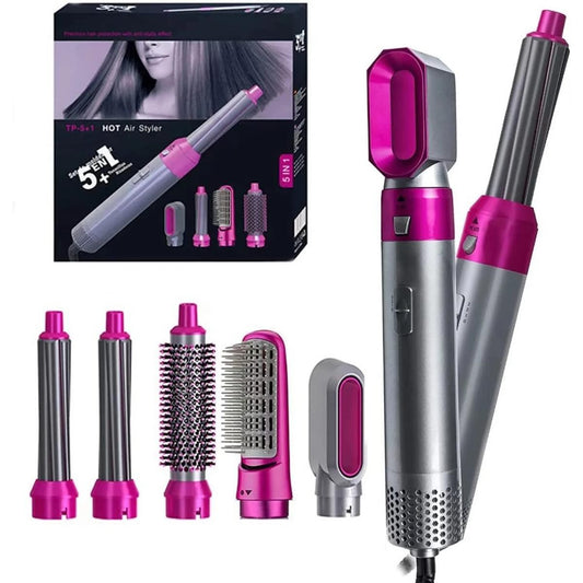 5-in-1 Electric Hair Dryer Brush Kit | Blow Dryer, Straightener, Curler & Volumizer Styling Tool