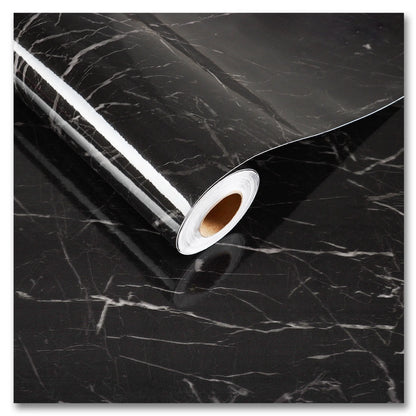 Black & Grey | Marble Sheet Sticker 60x200cm | Waterproof Self-Adhesive PVC Wallpaper for Furniture Walls