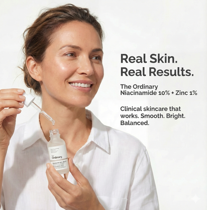 The Ordinary Niacinamide 10% + Zinc 1% Serum –  Oil Balance | Acne Marks & Dark Spots Treatment (30ml)