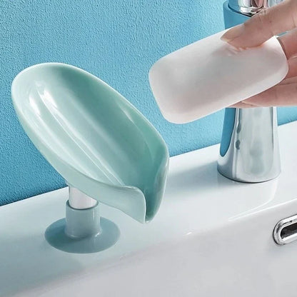 Leaf-Shaped Self-Draining Soap Holder | Stylish Waterfall Design with Suction Base for Bathroom & Kitchen | Random Colors