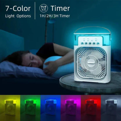 10 Inches | Large Size Portable Air Conditioner Fan | Usb Electric Fan With Led Night Light, Fine Mist Water, And Humidifier Function | Led Night Light Water Mist | Random Color