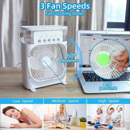 9 Inch Mist Fan | Portable Air Conditioner Fan |  Mist Water, And Humidifier Function | Led Night Light Water Mist | Random Color